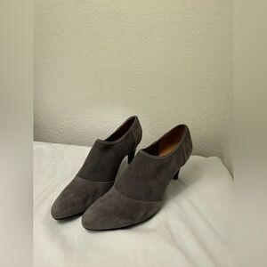 Ecco Women's Suede Gray Ankle Boots Heels Slip On EU 40 US 9